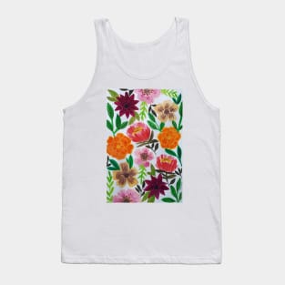 Watercolor pressed flowers pattern Tank Top